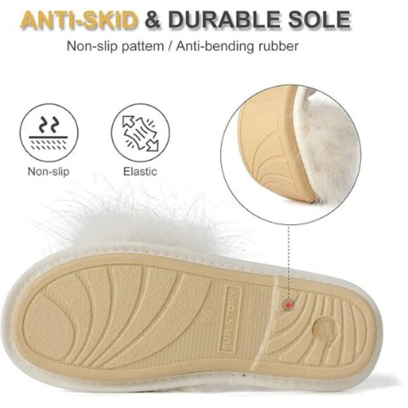 Fur Story Women's Furry Slippers Open Toe Fuzzy Slippers Memory Foam 38/39 - Picture 5 of 5